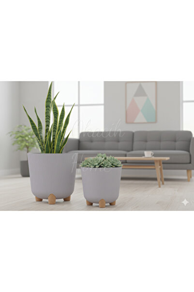 okacih 2'li Modern Stick Line Saksı Akıllı Altlıklı 25 Litre