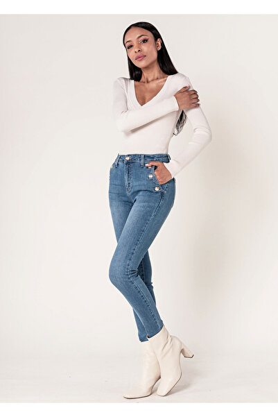 Nina Carter blue slim jeans with buttons B-P217-5 M9