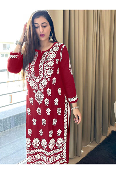 MYSMAR Maroon Rayon Cotton Salwar Kameez & Dupatta - HRT3710 | Maroon