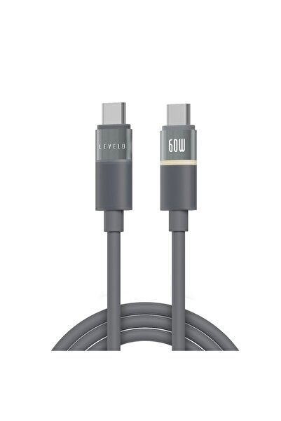 Levelo Luno USB-C to USB-C Cable, 60W Power Delivery, 1m, 480Mbps, Silicone, Smokey Gray