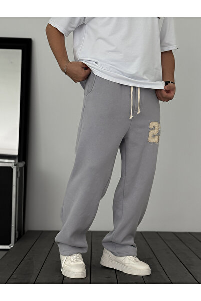 BYBASICMAN Ice Gray 23 Patchli Washable Fleece-Lined Tracksuit Es-22