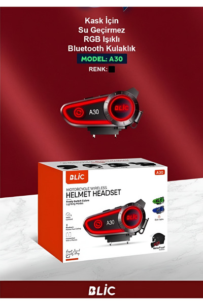 Blic A30 2X INTERCOM BLUETOOTH MİKROFONLU MOTOSİKLET KULAKLIĞI