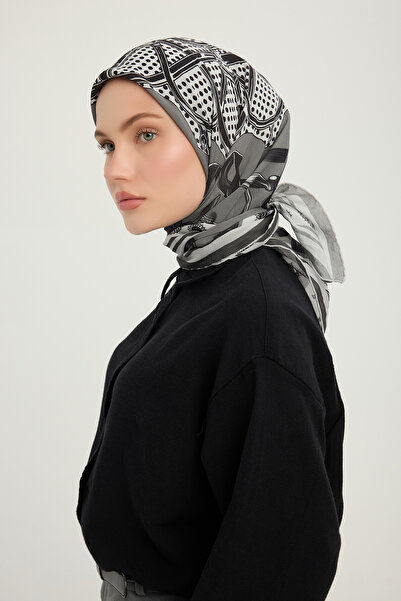 ipekistanbul Eșarfă cu model Vierra - Cresta Cavalerilor - Negru