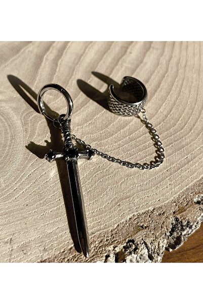 Viking Single Sword Pendant Ring Chain Necklace Model S+ Quality 316L Stainless Steel Non-Tarnish Steel Earrings & Necklace
