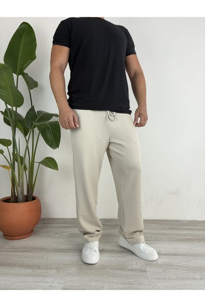 LudoWear Beige Baggy Fit Corded Fabric Pants