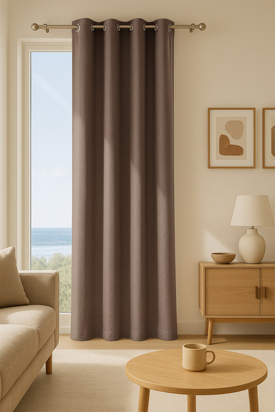 Premier Home Nadia Ringed Background Curtain Brown 140X260