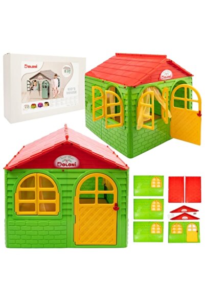 Doloni Căsuță de joacă pentru copii, 4 ferestre cu obloane, uși, rezistentă l...