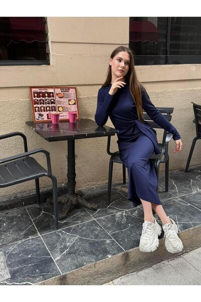 Sanja Bağlamalı Elbise Lacivert