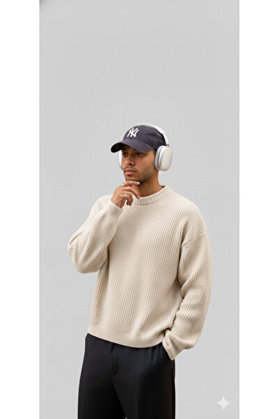 ModaBase Men'S-Selanik Knitting-O Oversized Circular Neck-Long Sleeve-Sweater