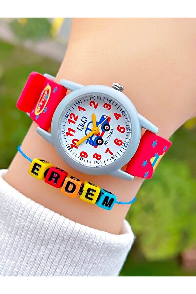 Q&Q Silikon Kordonlu 10 Atm Su Geçirmez Erkek Çocuk Kol Saati Kişiye Özel Hed...