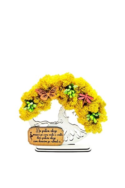 OEM Cadou Copacul Vietii, cu licheni stabilizati, din lemn alb, „Mesaj inspir...