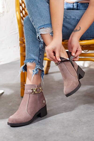 Adım Adım Mammamia Hakiki Deri Kalın Topuklu Bot