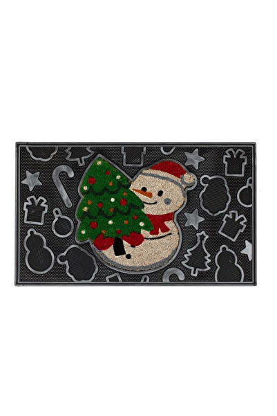 Lumi LUXURY Black Door Mat with Snowman Pattern 75x45cm