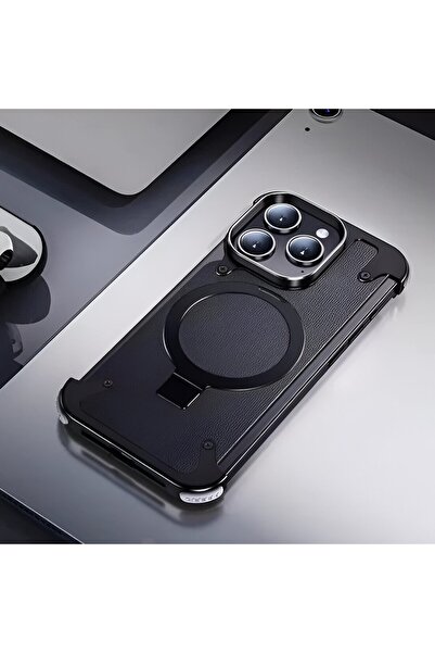 Flippy Leather Magnetic iPhone 15 Pro Max Case with 360° Rotating Ring, MagSafe, Black