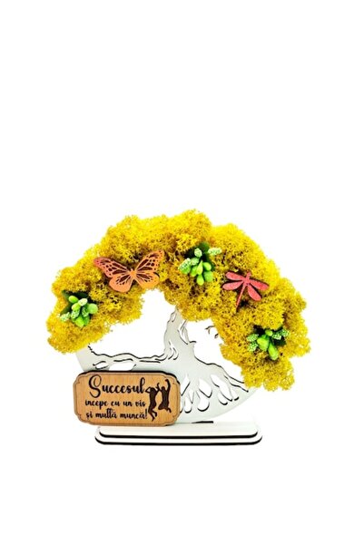 OEM Cadou Copacul Vietii, cu licheni stabilizati, din lemn alb, „Mesaj motiva...