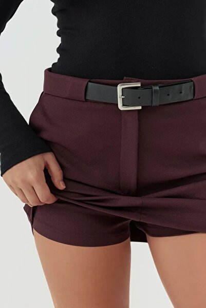 Hiccup Düz Yüksek Bel Mini Şort Etek