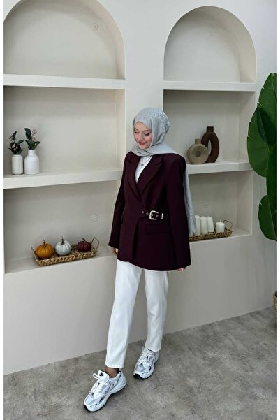 lurex moda Blazer Jacket with Side Belt Detail