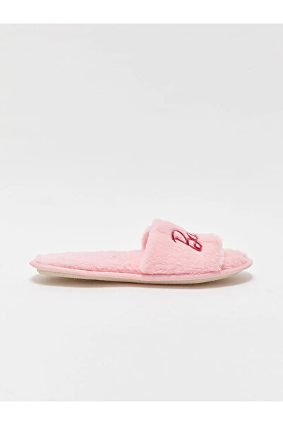 LC Waikiki Γυναικείες παντόφλες εσωτερικού χώρου LCW ECO Pink Barbie με κεντημένες βελούδινες παντόφλες