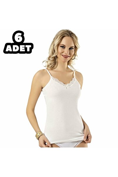 KOTA 6037 İp Askılı Dantelli Atlet 6'lı