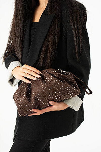 byFOX Fashion Süet Taşlı Burslu Çapraz Omuz Çantası En:30cm Boy:18cm Dip:7cm