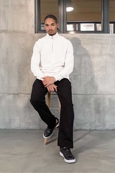 Valiberta Lars Selanik Трикотажна тканина Напівзастібка Чоловічий світшот - Екрю