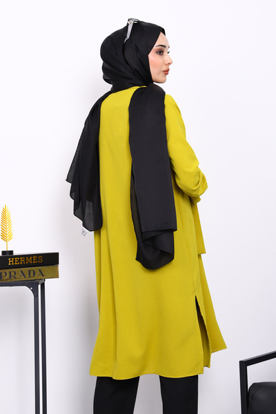 İmajButik Oil Green Sleeve Tie Tunic