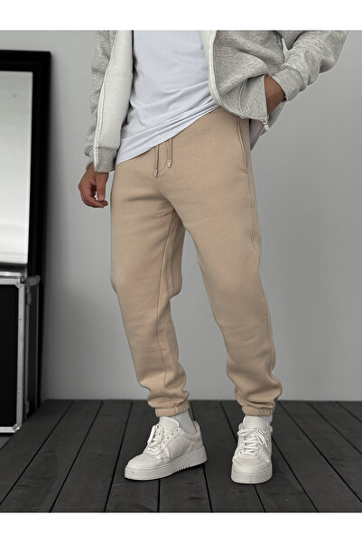 BYBASICMAN Μπεζ φόρμα με ελαστικό πόδι επένδυση fleece JJ-1406