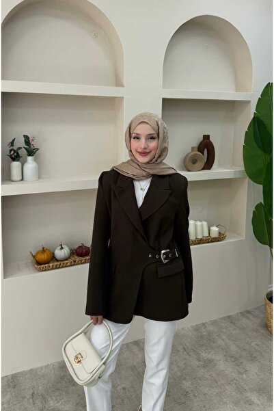 lurex moda Blazer Jacket with Side Belt Detail