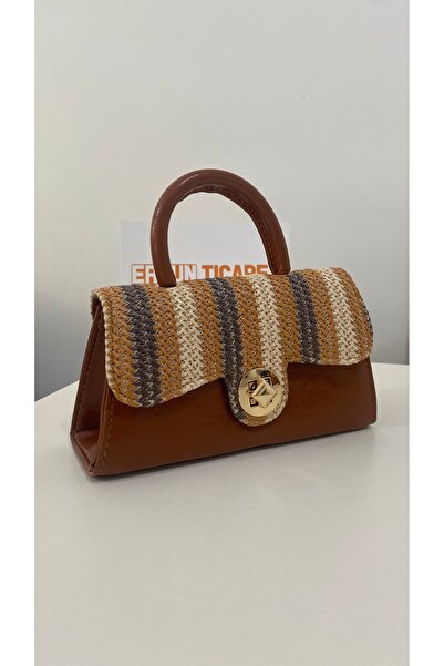 Ergün Straw Embroidered Women's Hand and Shoulder Bag / Purse / Handbag / Sho...