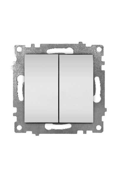 Klaus 10 Bucati, Intrerupator Dublu Fara Rama Aluminiu, KE01303W (10/120)
