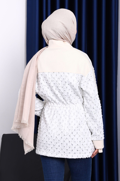 İmajButik Ecru Pocketed Waist-Tie Jacket