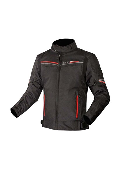 LS2 Shadow Kadın Korumalı Motosiklet Montu Siyah Kırmızı