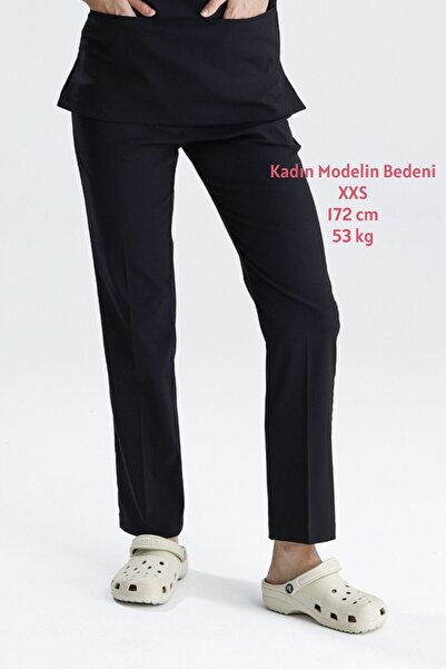 uçak iş giyim Siyah Likralı Boru Paça (KALIN KUMAŞ) Unisex Tek Alt Pantolon D...