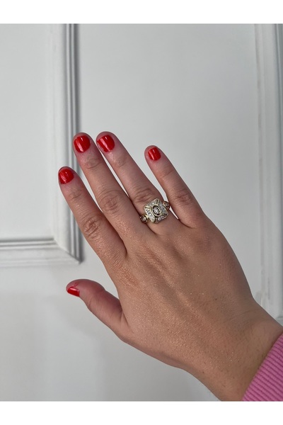 shop خاتم قابل للتعديل مصنوع من الفولاذ بلون ذهبي مع أحجار لامعة متوافقة مع أ...