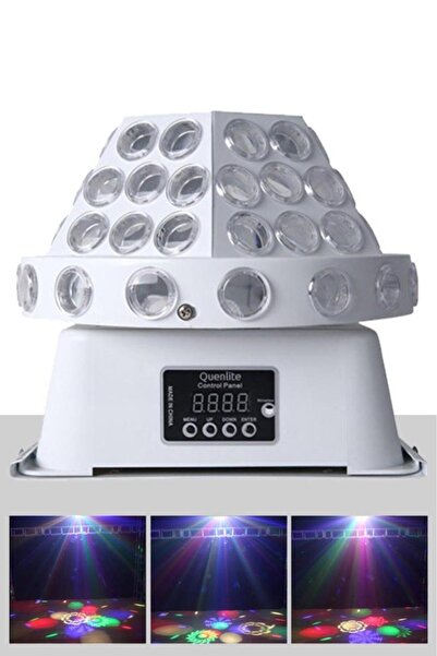 Quenlite QR-650 DMX Profesyonel Dönerli RGB LED Top Işık Disko Sahne Işık Sis...