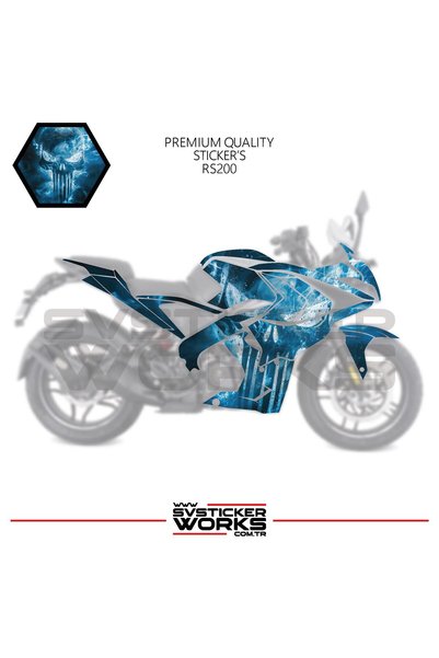 ARONA Bajaj Rs200 Sticker Fairing Punisher Motorcycle Fairing Model Ready Kit