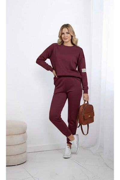 Koza Butik Γυναικείο Σετ Φόρμας με Μακρυμάνικο Λαιμόκοψη και Λεπτομέρεια Ετικ...