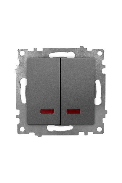 Klaus 10 Bucati, Intrerupator Dublu Cu Led Fara Rama Antracit, KE01704W (10/120)