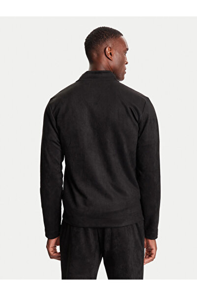 EA7 Men's Mock Neck Regular Fit Zip Closure Long Sleeve Black Tracksuit Top 7m000674 Af16718-Uc001