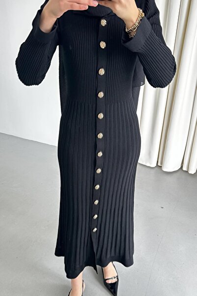 Rimel Moda Aller Merserize Elbise Siyah