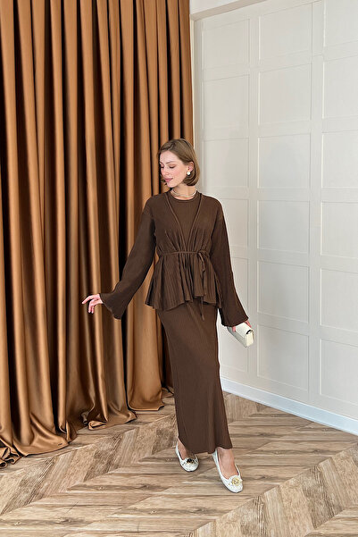 Stilife Φόρεμα πλεκτό Medusa Jileli καφέ