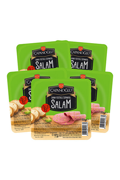 Çapanoğlu Dilimli Dana Antep Fıstıklı 5'li İspanyol Salam 50 Gr Karminsiz Pratik Sandviç ve Kahvaltı Dostu