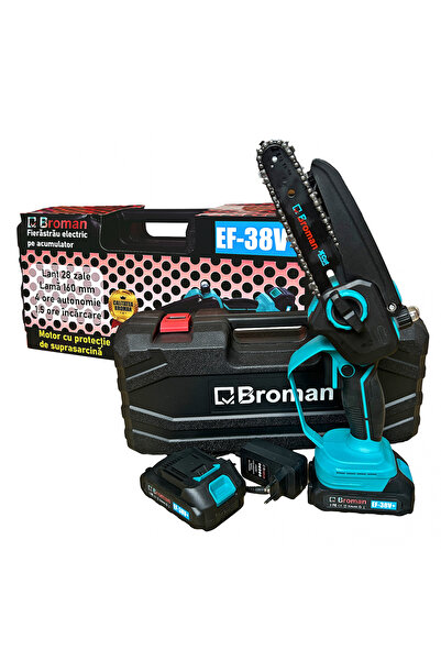 broman electric mini-saw 2 batteries, 38 V, chain lubrication system, 16 cm blade, oil tank