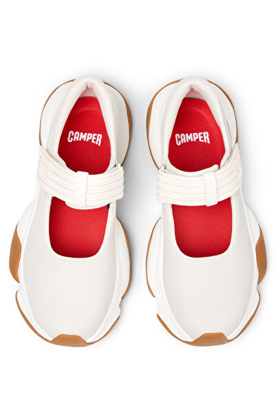 CAMPER Women White Genuine Leather Soft Sole Sandals Lightweight Adjustable Velcro Detailed Karst2