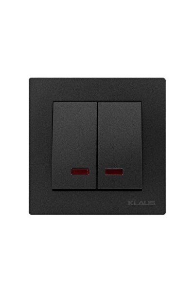 Klaus 10 Bucati, Intrerupator Dublu Iluminat Negru, KE01804 (10/120)
