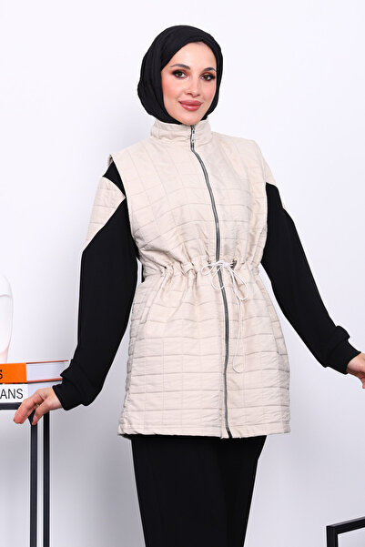İmajButik Stone Quilted Vest Tunic Trouser Three Piece Set