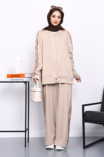 İmajButik Stone Sequin Tunic Trouser Set