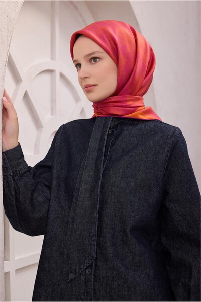Belli Geometrik Desen Twill İpek Eşarp 4201D