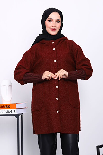 İmajButik Μπουφάν με κουκούλα μπορντό