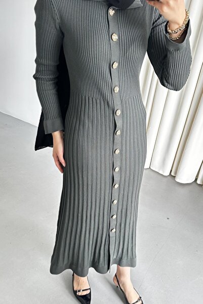 Rimel Moda Aller Merserize Elbise Haki